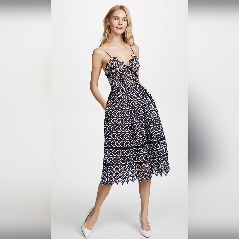 Self-portrait sweetheart azaelea crochet lace midi dress